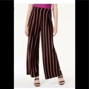 Bar III striped wide leg pants black multi S